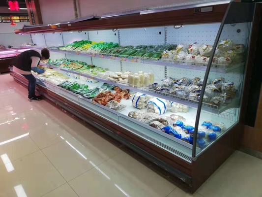 یخچال و فریزر باز نمایشگر یخ زدایی خودکار سوپرمارکت برای سبزیجات میوه