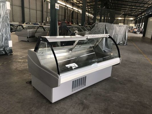 یخچال صفحه نمایش گوشت قصابی شیشه ای 2.0 متر منحنی شیشه ای دارای گواهینامه SEC