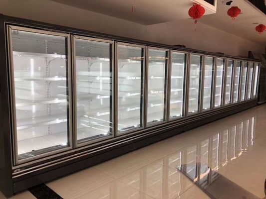 صفحه نمایش کابینت یخچالی سفارشی Multideck 2 Doors Glass با درب های شیشه ای ضد مه سه جداره بدون قاب