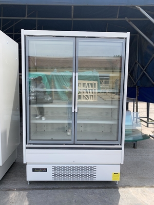 صفحه نمایش کابینت یخچالی سفارشی Multideck 2 Doors Glass با درب های شیشه ای ضد مه سه جداره بدون قاب